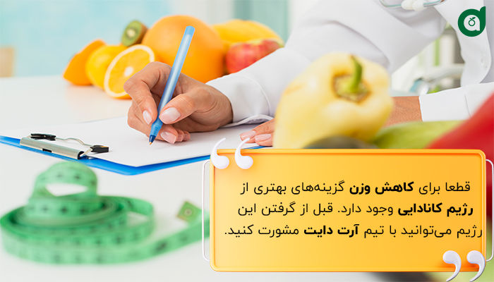 قبل از گرفتن رژیم کانادایی با مشاور تغذیه خود مشورت کنید.