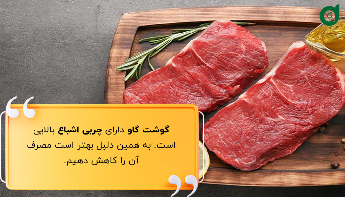 مصرف گوشت گاو به دلیل اسید چرب بالا در بیماری کبد چرب محدود می‌شود.